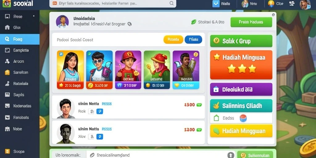 Screenshot menunjukkan tampilan utama yang menarik dan user-friendly.